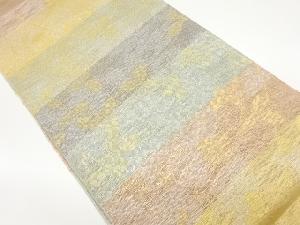 紗 横段に葉模様織出し全通袋帯